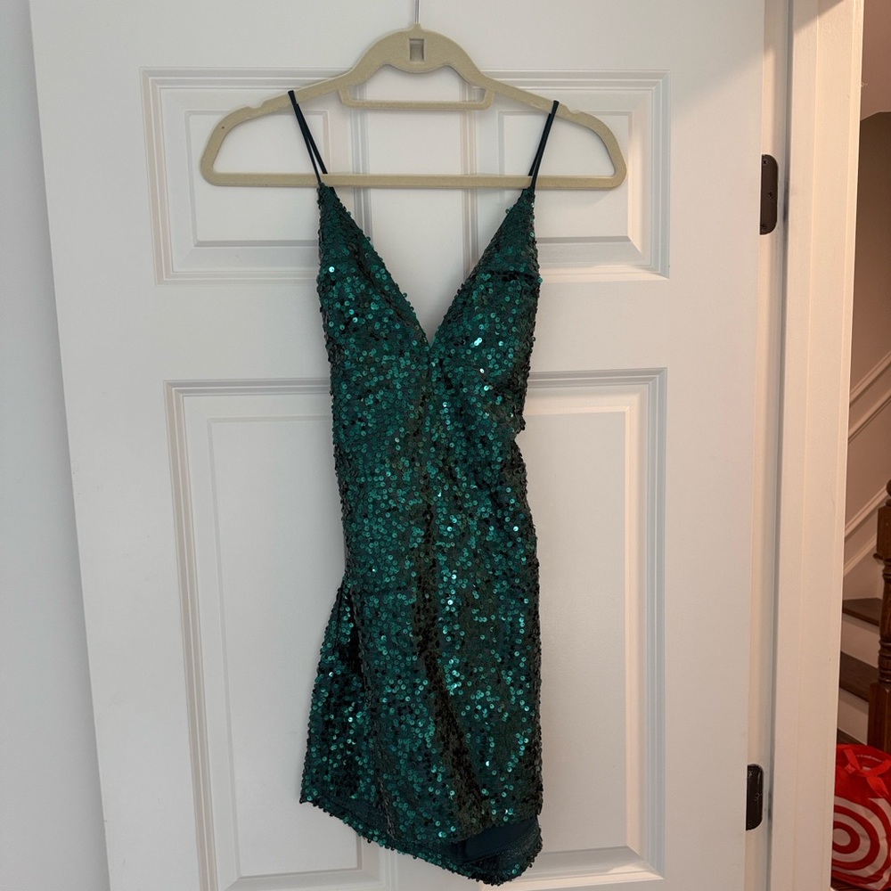 Lucy in the Sky Emerald Green Mini Sequin Dress